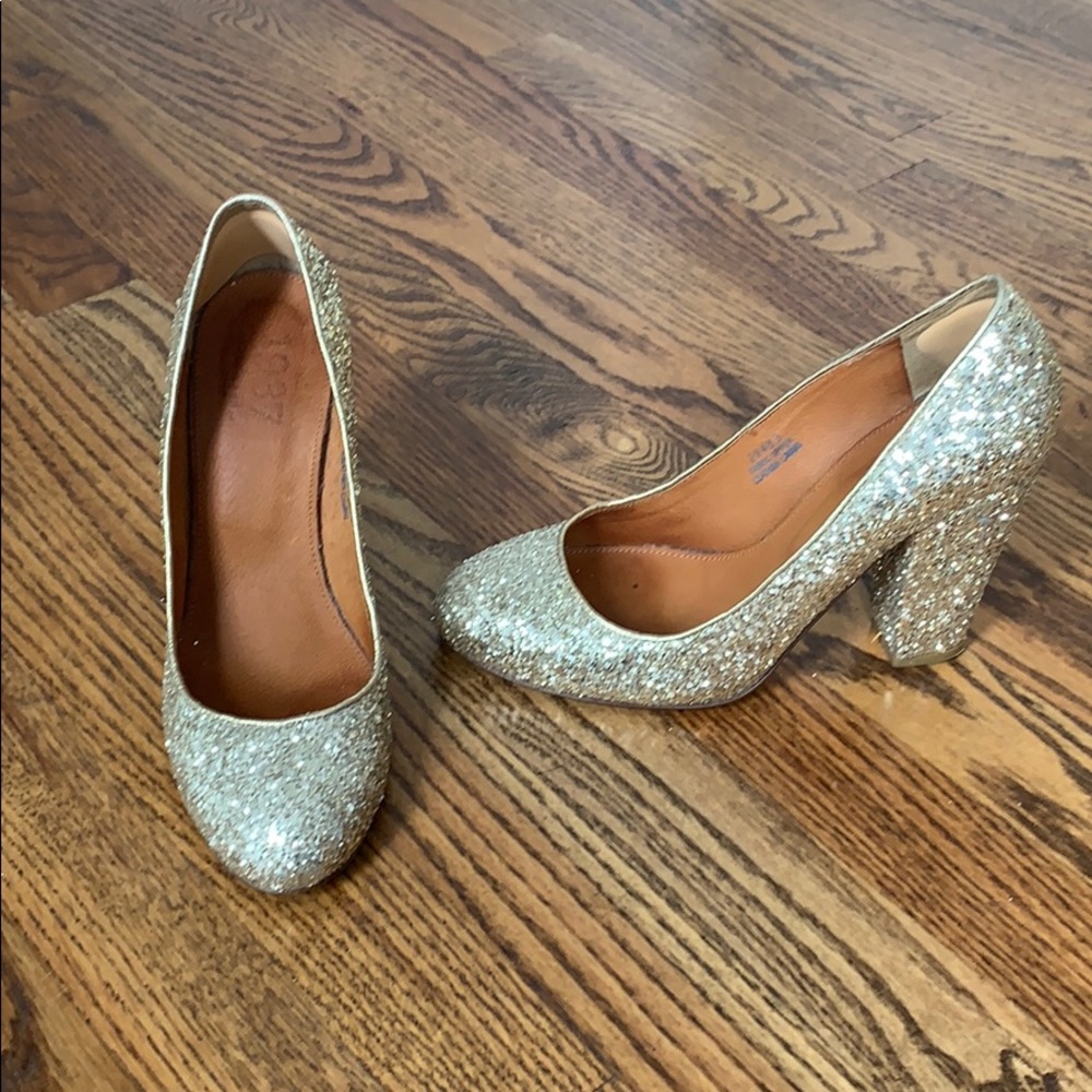 Madewell Size 8 Gold Glitter Heels Only worn once!